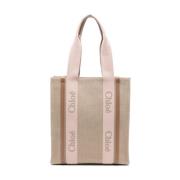 Beige Linnen Leren Lint Tas Chloé , Beige , Dames