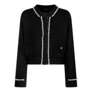 Zwarte Cardigan met Fonkelende Details Pinko , Black , Dames