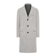 Houndstooth Cashmere Blend Coat Kiton , Gray , Heren