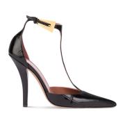 Zwarte T-Strap Pump met hoge hak Paris Texas , Black , Dames