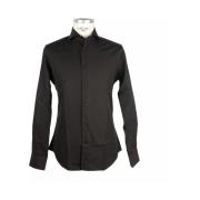 Zwarte Milano Katoenen Shirt Made in Italia , Black , Heren