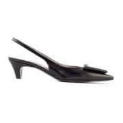 Zwarte leren slingback hakken met detail Roberto Festa , Black , Dames