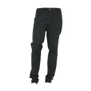 Zomer Katoenmix Slim-fit Broek Made in Italia , Black , Heren