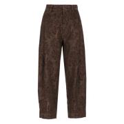 Bruine Linnen Katoen Bloemen Geborduurde Broek UMA Wang , Brown , Dame...