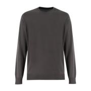 Superfijne Merino Wol Crew Neck Sweater Drumohr , Gray , Heren