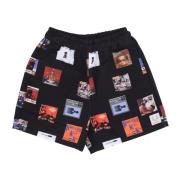 Zwarte Shorts met Elastische Tailleband Usual , Black , Heren