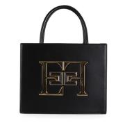 Logo Plaque Eco-Leren Handtas Elisabetta Franchi , Black , Dames