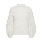 Witte Smock Blouse met Hoge Hals Co'Couture , White , Dames