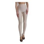 Beige High Waist Slim Leggings Broek Dolce & Gabbana , Beige , Dames