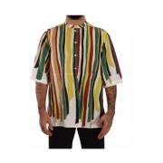 Gestreept Linnen Katoenen Shirt Dolce & Gabbana , Multicolor , Heren