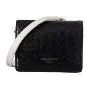 Blauwe exotische leren portemonnee met riem Dolce & Gabbana , Black , ...