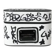 Zwart Wit Leren Scribble Airpods Hoesje Dolce & Gabbana , Black , Unis...