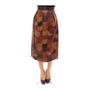 Bruine Patchwork Leren Rok Dolce & Gabbana , Multicolor , Dames