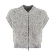 Wollen Korte Mouw Rits Cardigan Peserico , Gray , Dames