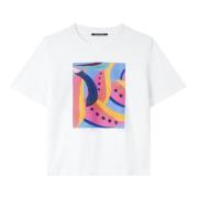 Abstract Print T-Shirt, Multi Kleur Luisa Cerano , White , Dames