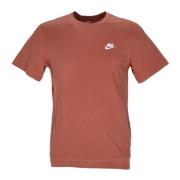 Club Tee Mineral Clay/Wit Korte Mouw Nike , Brown , Heren