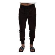 Bruine Jogger Broek met Logo Details Dolce & Gabbana , Brown , Heren