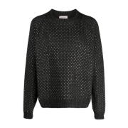 Studded Crew Neck Pullover Laneus , Black , Heren