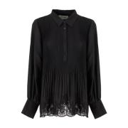 Luxe blouse met transparante details Ermanno Scervino , Black , Dames