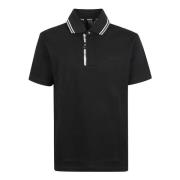 Zwarte Polo T-shirts met Zijden Inzetstukken Versace , Black , Heren