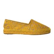 Gele Kant Espadrille Loafers Schoenen Dolce & Gabbana , Yellow , Dames