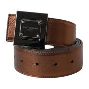 Bronzen Leren Riem met Metalen Gesp Dolce & Gabbana , Brown , Dames