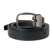 Zwarte Leren Riem Zilveren Gesp Dolce & Gabbana , Black , Heren