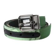 Groen Leren Jacquard Metalen Gesp Riem Dolce & Gabbana , Green , Heren