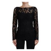 Elegante bloemenkanten top Dolce & Gabbana , Black , Dames