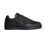 Zwarte Leren Slip On Sneakers Dolce & Gabbana , Black , Heren