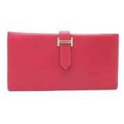 Pre-owned Leather wallets Hermès Vintage , Red , Dames