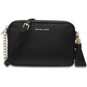 Zwart/Goud Leren Crossbody Tas Michael Kors , Black , Dames