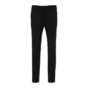 Stretch Wol Zwarte Broek PT Torino , Black , Heren