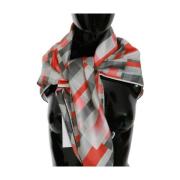 Luxe Zijden Sjaal Grijs Rood Ruit Costume National , Gray , Dames