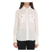 Georgette Blouse met Lange Mouwen en Zak Liu Jo , White , Dames