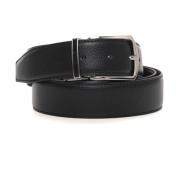 Verstelbare Omkeerbare Leren Riem met Logogesp Boss , Black , Heren