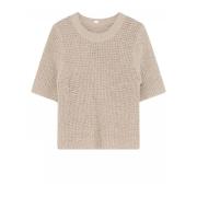 Shanne Gebreid T-shirt met Pailletten Gustav , Beige , Dames