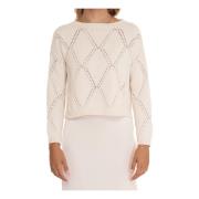 Diamantpatroon Pullover Sweater Max Mara Weekend , Beige , Dames