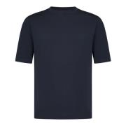 Blauwe Geribbelde Crewneck T-shirt Malo , Blue , Heren