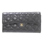 Pre-owned Leather wallets Chanel Vintage , Black , Dames