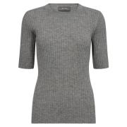 Grijze Ribgebreide Crew Neck Gebreide Top MOS Mosh , Gray , Dames