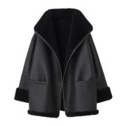 Luxe Shearling Jas TotêMe , Black , Dames