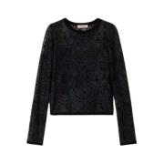 Kanten Top Twinset , Black , Dames