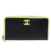 Pre-owned Leather wallets Chanel Vintage , Black , Dames