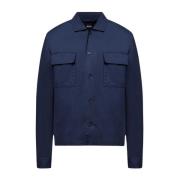 Navy Overshirt Knoopsluiting Kraag Zakken Hugo Boss , Blue , Heren