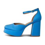 Elegante Satijnen Plateauhakken met Enkelband Shoe the Bear , Blue , D...