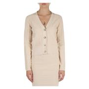 Logo Relief V-Neck Cardigan Marciano , Beige , Dames