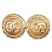 Pre-owned Metal earrings Chanel Vintage , Yellow , Dames