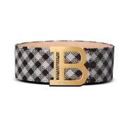 Gingham geborduurde B-Riem Balmain , Black , Dames