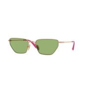 Gouden Frame Groene Lens Zonnebril Vogue , Yellow , Unisex